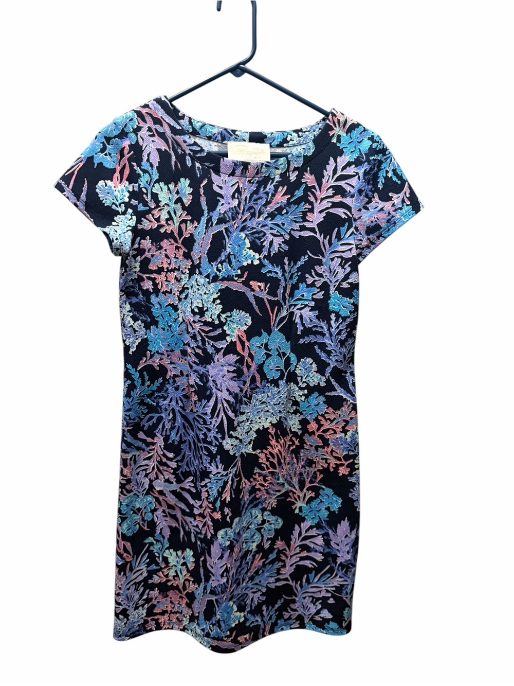 Pappagallo Navy Floral Short-Sleeve Shift Dress